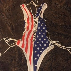 Lace up sexy America one-piece!